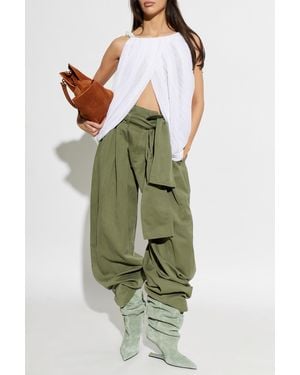 Balmain High-Waisted Pants With A Belt - Green