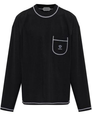 Versace Cotton Long Sleeve Top - Black