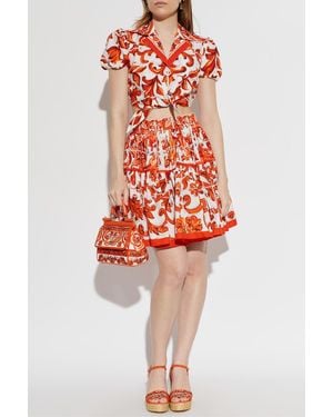 Dolce & Gabbana Skirt With 'Majolica' Print - Red