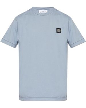 Stone Island T-Shirt With Logo Patch - Blue