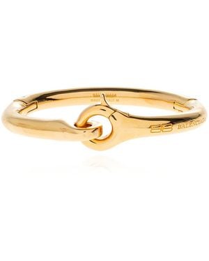 Balenciaga Bracelet With Engraved Logo - Metallic