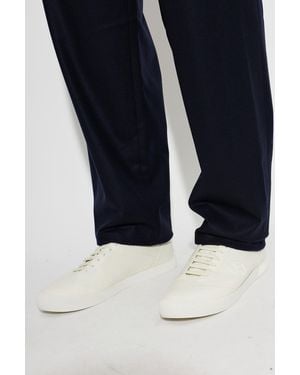 Giorgio Armani Leather Sports Shoes With Embossed Logo - Blue