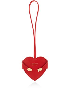 Ferragamo Leather Heart-Shaped Pendant - Red