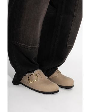 Birkenstock 'Boston Big Buckle Shearling' Clogs - Black