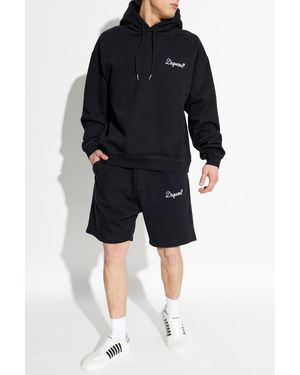 DSquared² Cotton Shorts With Embroidered Logo - Black