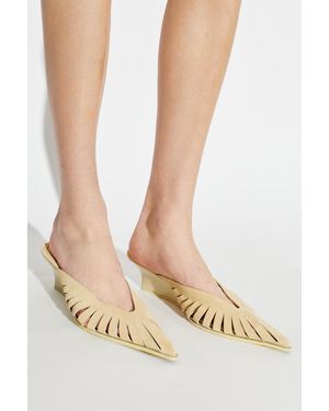 IRO Wedge Heel Mules "Fauve" - White