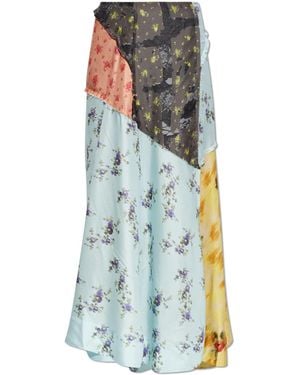 Ganni Silk Skirt With Raw Finish - Multicolour