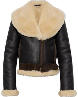 JW Anderson Shearling Coat With Pockets - Black