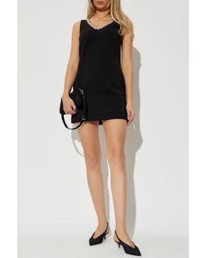 Self-Portrait Dress With Shimmering Crystals - Black