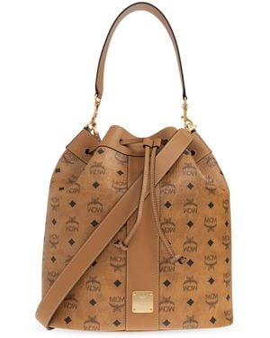 MCM 'Worek' Type Bag With Monogram - Brown