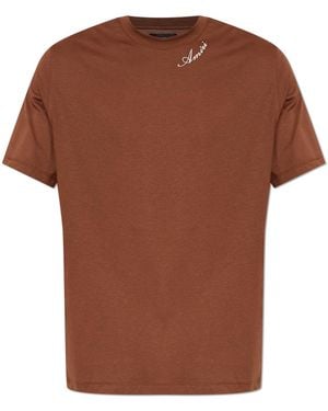 Amiri T-Shirt With Embroidered Logo - Brown