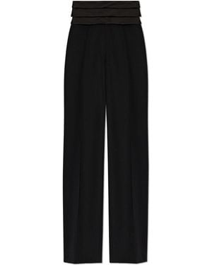 Balmain Wool Trousers With Stitching On The Legs - Black
