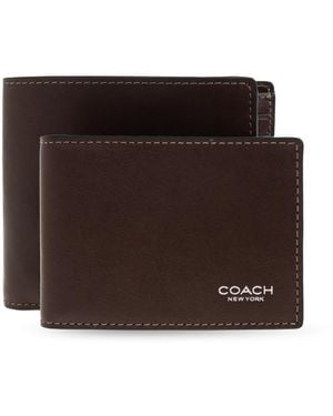 COACH Leather Wallet With Logo - Brown