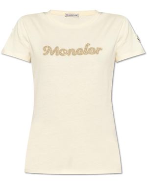 Moncler T-Shirt With Shimmering Applications - Natural