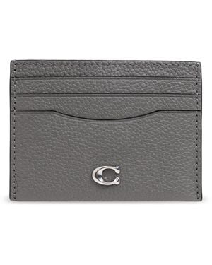 COACH Leather Card Case - Grey