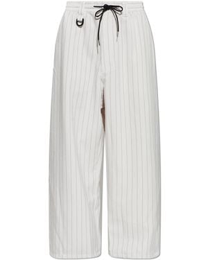 Y-3 Pinstripe Trousers - White