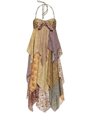 Zimmermann Silk Dress With Tie Fastening - Natural