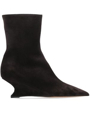 Paris Texas Suede Wedge Ankle Boots 'Nina' - Black