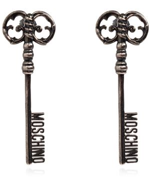Moschino Earrings With Logo - Black