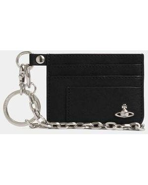 Vivienne Westwood Flat Chain Card Holder Supple Leather - Black