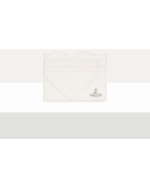 Vivienne Westwood Heart Card Holder Saffiano Leather Plain - White