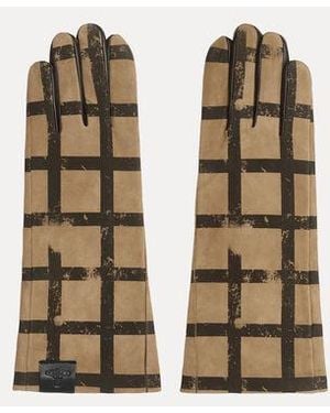 Vivienne Westwood Check Leather Gloves Check Sheep Leather - Natural