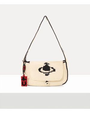 Vivienne Westwood Lucky Halfmoon Crochet Bag Cotton Yarn - Natural