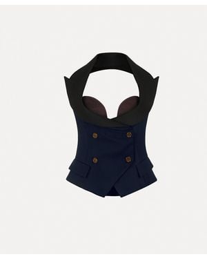 Vivienne Westwood Horseshoe Corset Top Virgin Wool - Blue