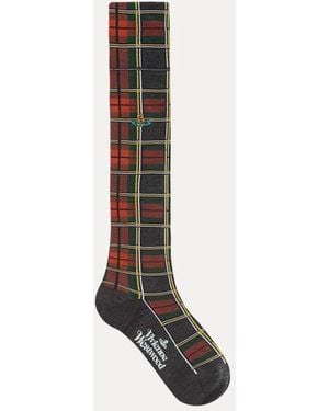Vivienne Westwood High Sock Tartan - White