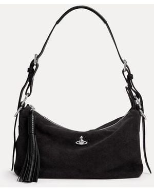 Vivienne Westwood Emma Shoulder Bag Suede Leather - Black