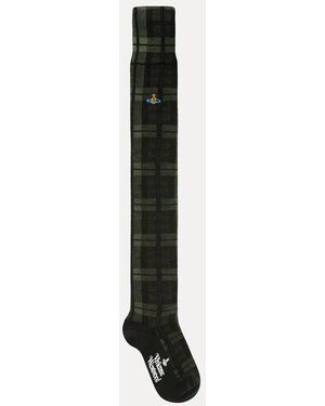 Vivienne Westwood Over The Knee Sock Moonshine Tartan - Black