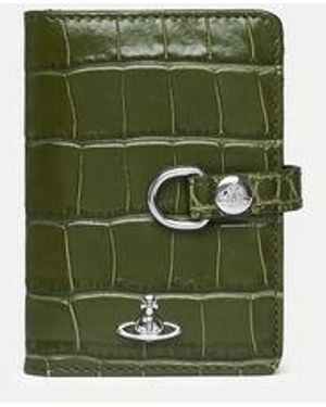 Vivienne Westwood Vertical Flap Card Holder Emboss Croc Leather - Green