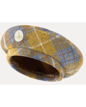 Vivienne Westwood Beret Harris Tweed Tartan - White
