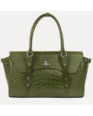 Vivienne Westwood Bettina Medium Handbag Emboss Croc Leather - Green