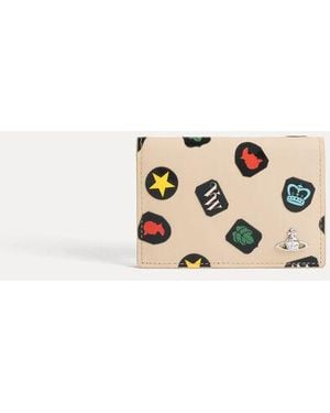 Vivienne Westwood Flap Card Holder Printed Leather - Natural