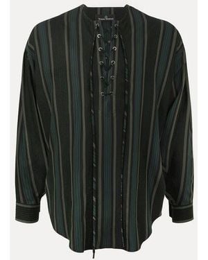 Vivienne Westwood Lace Up Gordon Shirt Twill Stripe Boucle' - Multicolour