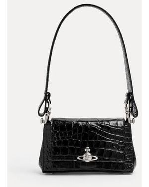 Vivienne Westwood Hazel Small Handbag Emboss Croc Leather - White