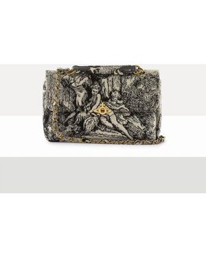Vivienne Westwood Anita Medium Chain Shoulder Bag Venus Wool Jacquard - Grey