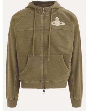 Vivienne Westwood Raglan Zip Hoodie Washed Felpa - Green