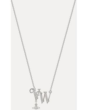 Vivienne Westwood Vw Pendant Necklace Cubic Zirconia - White