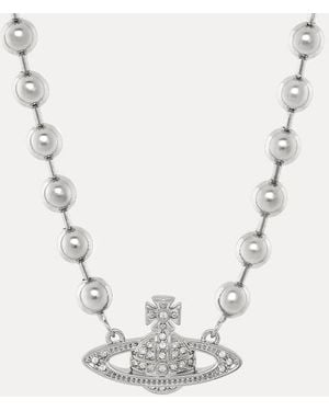 Vivienne Westwood Thames Mini Bas Relief Necklace Cubic Zirconia - Natural
