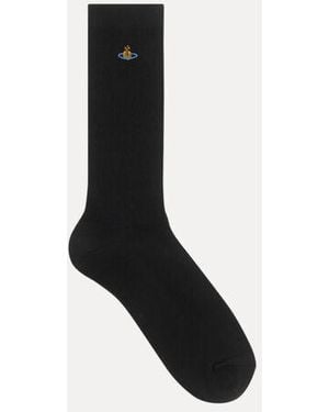 Vivienne Westwood Ribbed Crew Sock Ribbed Crew Cotton - Black