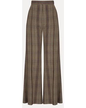 Vivienne Westwood Wide Leg Trousers Dandy Hunt Check - Natural