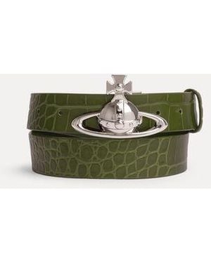 Vivienne Westwood Orb Buckle Belt Emboss Croc Leather - Green