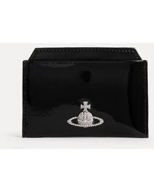 Vivienne Westwood Flat Card Holder Patent Pu - Black