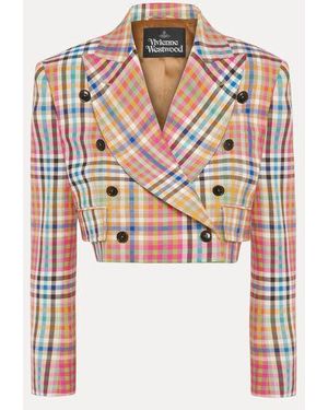 Vivienne Westwood Long Sleeve Cut Off Jacket Heather Check - White