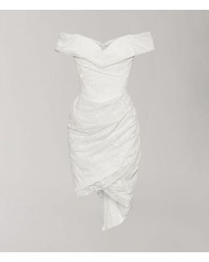 Vivienne Westwood Nova Cora Mini Dress Charming Roses Emb - White