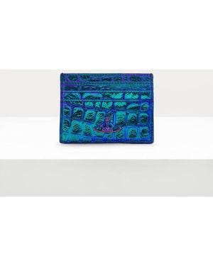 Vivienne Westwood Flat Card Holder Iridescent Croc - Blue