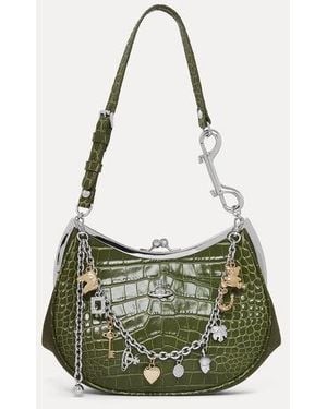 Vivienne Westwood Charm Frame Purse Emboss Croc Leather - Green