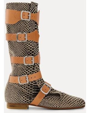 Vivienne Westwood Pirate Boot Snake-Effect Leather - Brown